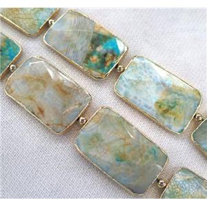 green dragon veins Agate Beads, faceted rectangle, gold plated, approx 28-45mm