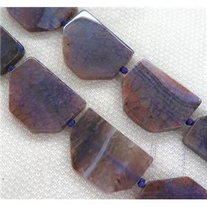 purple agate hexagon beads, approx 25-45mm