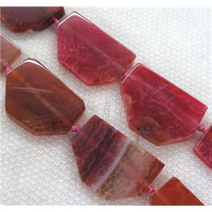 red agate hexagon beads, approx 25-45mm