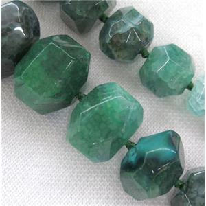 green agate bead, faceted freeform, approx 15-35mm