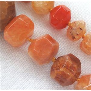 orange agate bead, faceted freeform, approx 15-35mm