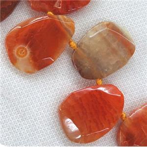 orange agate beads, faceted teardrop, top-drilled, approx 15-35mm