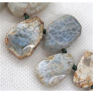 white dragon veins agate beads, faceted teardrop, top-drilled, approx 15-35mm