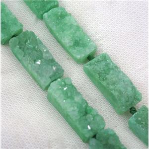 green druzy quartz bead, rectangle, approx 12-30mm