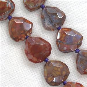 purpleOrange Dragonveins Agate beads, faceted heart, approx 22-25mm