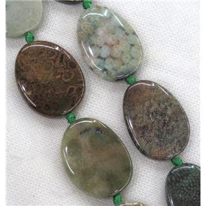 green Coral Fossil beads, freeform, approx 20-40mm