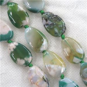 green Cherry Agate beads, teardrop, approx 18-20mm