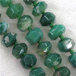 green Cherry Agate beads, faceted rondelle, approx 11-13mm
