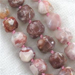 pink Cherry blossom Agate beads ball, approx 11-13mm