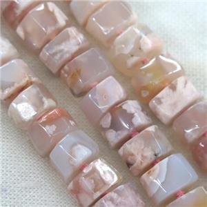 pink Cherry Agate beads, faceted heishi, approx 16-18mm