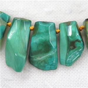 green rock agate collar beads, trapezia, approx 18-40mm