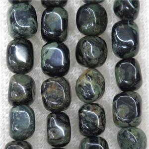 green Kambaba Jasper beads, freeform, approx 8-10mm