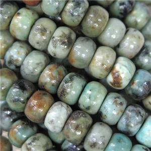 African Turquoise rondelle beads, green, approx 4x6mm
