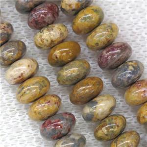 yellow Leopard-skin Jasper beads, rondelle, approx 5x8mm