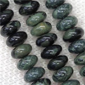 green Kambaba Jasper rondelle beads, approx 4x6mm