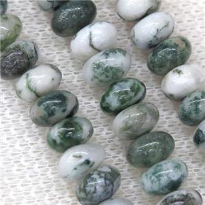 green Tree Agate rondelle beads Dendridic, approx 5x8mm