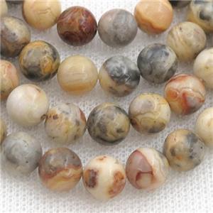 yellow Crazy Agate beads, round, approx 6mm dia