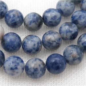 blue Spotted dalmatian jasper beads, round, approx 6mm dia