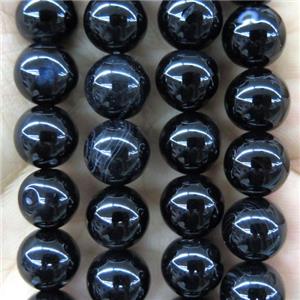round Black Onyx Agate beads, approx 10mm dia