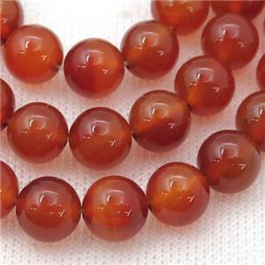 round red Carnelian Agate beads, approx 12mm dia