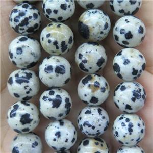 black spotted dalmatian Jasper beads, round, approx 6mm dia