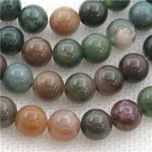 round Indian Agate beads, multi color, approx 6mm dia