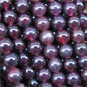 round Garnet beads, dark-red, approx 4mm dia