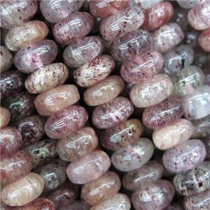 Strawberry Quartz rondelle beads, approx 8mm dia