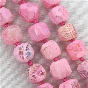 hotpink Dragon veins agate beads, faceted round, approx 12-13mm