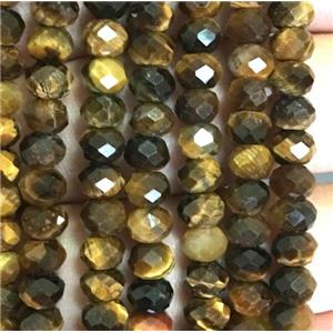 tiger eye stone bead, faceted rondelle, approx 3x5mm