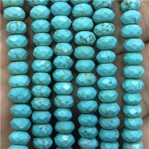turquoise bead, faceted rondelle, approx 3x5mm