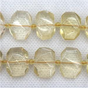 Lemon Quartz beads, faceted rectangle, approx 13-23mm