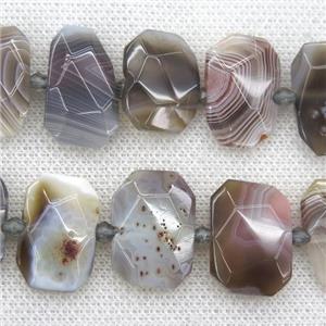 Botswana Agate beads, faceted rectangle, approx 13-23mm