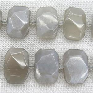 gray MoonStone beads, faceted rectangle, approx 13-23mm
