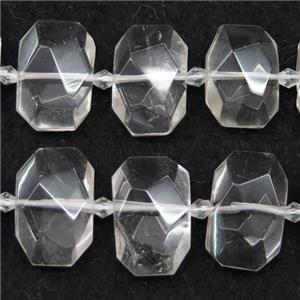 Clear Quartz Beads, faceted rectangle, approx 13-23mm