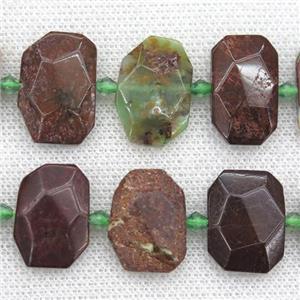 Australian Chrysoprase beads, faceted rectangle, approx 13-23mm