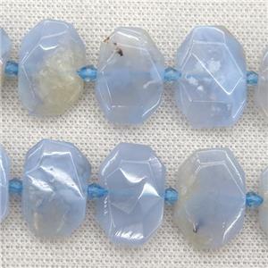 blue Agate beads, faceted rectangle, approx 13-23mm