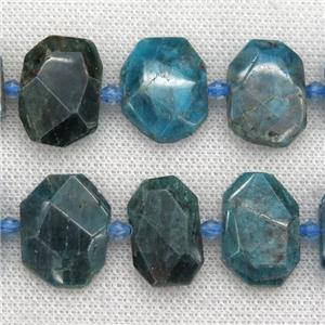 blue Apatite beads, faceted rectangle, approx 13-23mm
