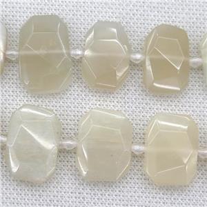 white gray MoonStone beads, faceted rectangle, approx 13-23mm