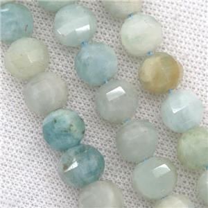 Aquamarine beads, lantern, ab-grade, approx 11-12mm dia