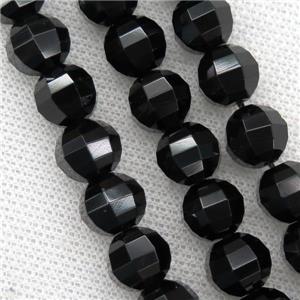 black Tourmaline beads, lantern, approx 10-11mm dia