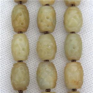 Chinese Agalmatolite barrel beads, approx 12-18mm