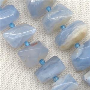 blue Lace Agate nugget beads, faceted freeform, approx 15-22mm