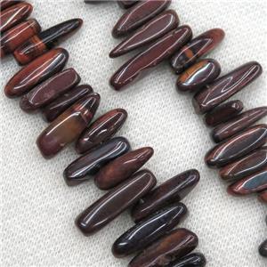 red tiger eye stick chip beads, approx 13-25mm
