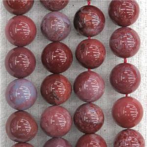 round Portuguese Agate beads, red, approx 6mm dia
