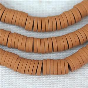 brown Fimo Polymer Clay heishi beads, approx 6mm dia
