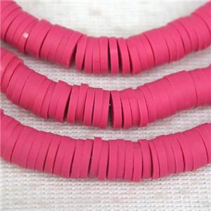 hotpink Fimo Polymer Clay heishi beads, approx 6mm dia