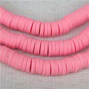 pink Fimo Polymer Clay heishi beads, approx 6mm dia