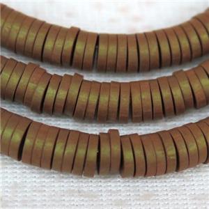 bronze Fimo Polymer Clay heishi beads, approx 4mm dia