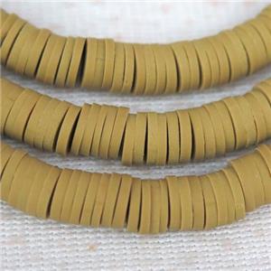 brown Fimo Polymer Clay heishi beads, approx 4mm dia